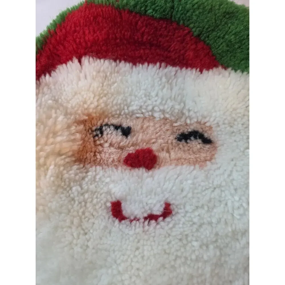Unused MCM Vtg Red MERRY CHRISTMAS Chenille BATH TOILET SEAT Lid COVER Bathroom